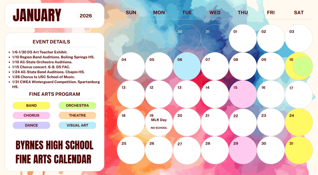 January Fine Arts Calendar