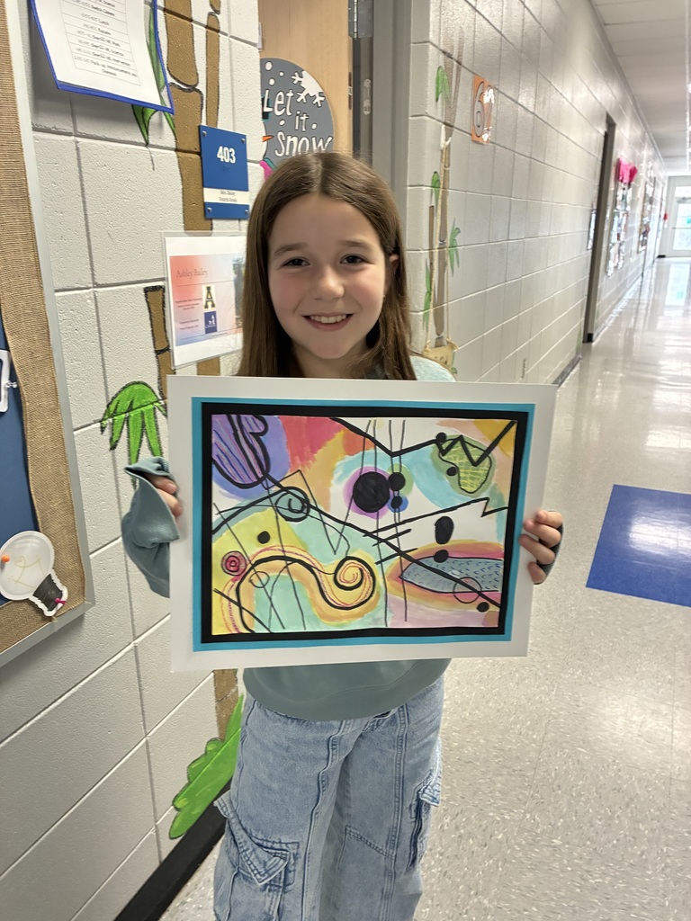 students whose artwork was selected to represent River Ridge at the District Office