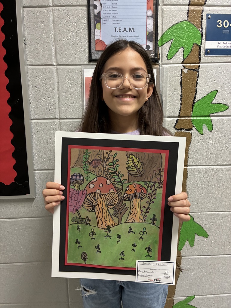 students whose artwork was selected to represent River Ridge at the District Office