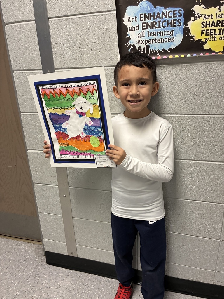 students whose artwork was selected to represent River Ridge at the District Office