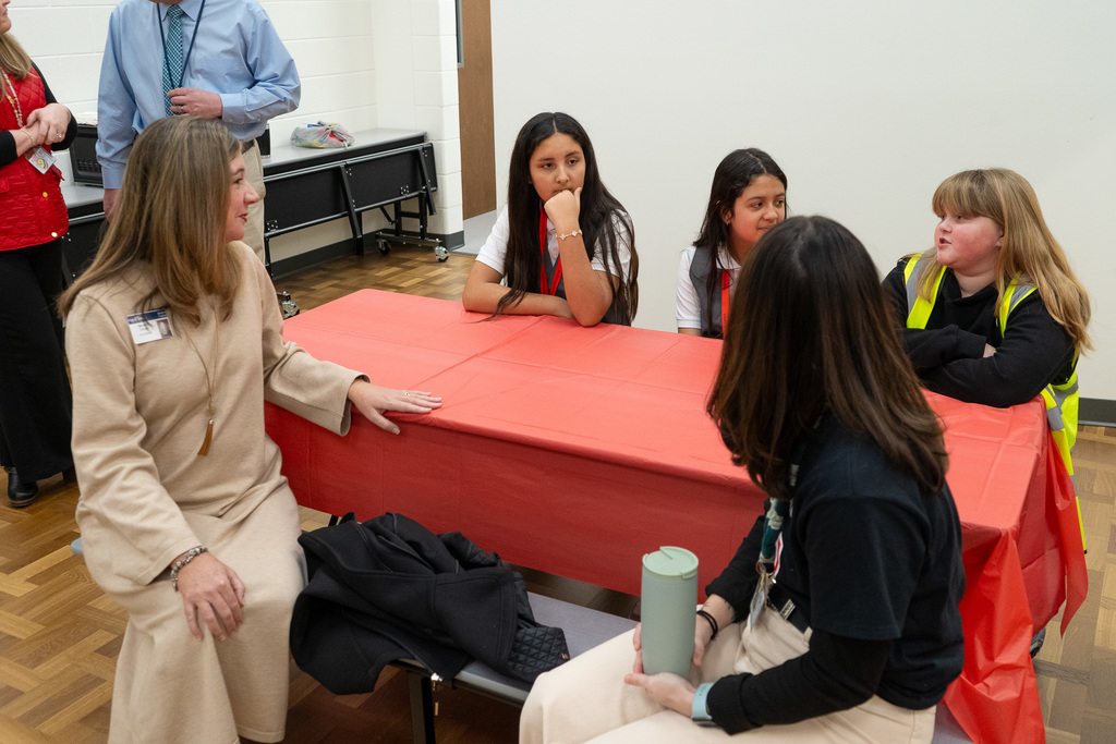 Meredith Gergley with students