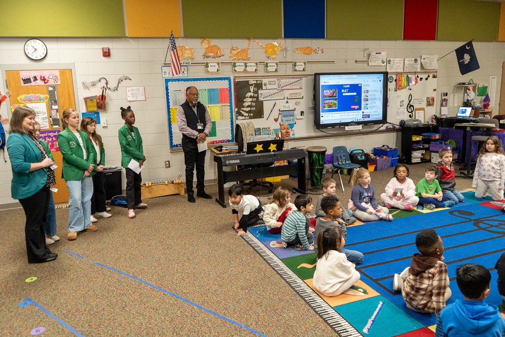 Mark Cleveland with students