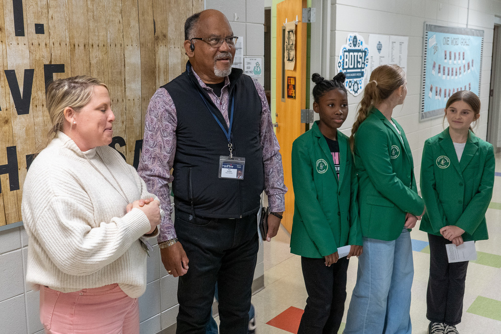 Mark Cleveland with students