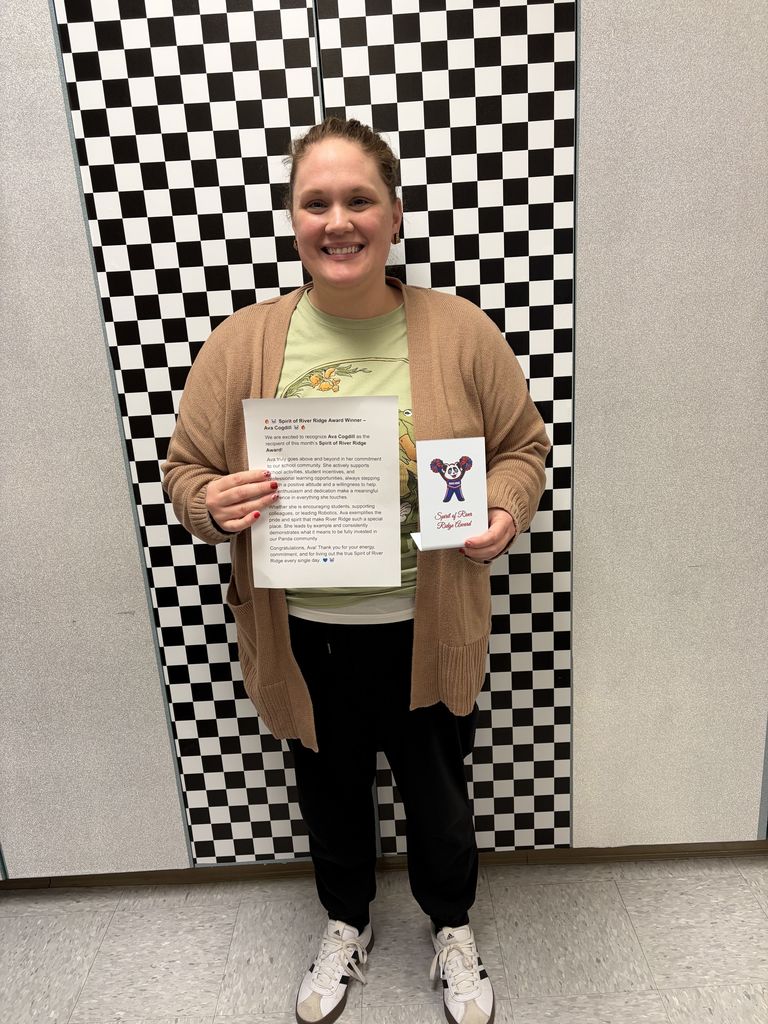 Spirit of River Ridge Award  Honors a team member who goes above and beyond by actively supporting school activities, incentives, and professional learning.