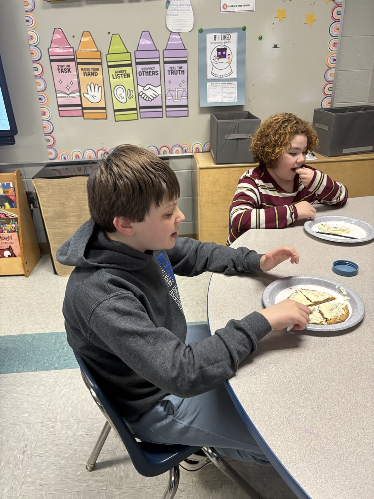 We are learning about fractions and the students were able to show their knowledge by cutting different fractions on their cookie.