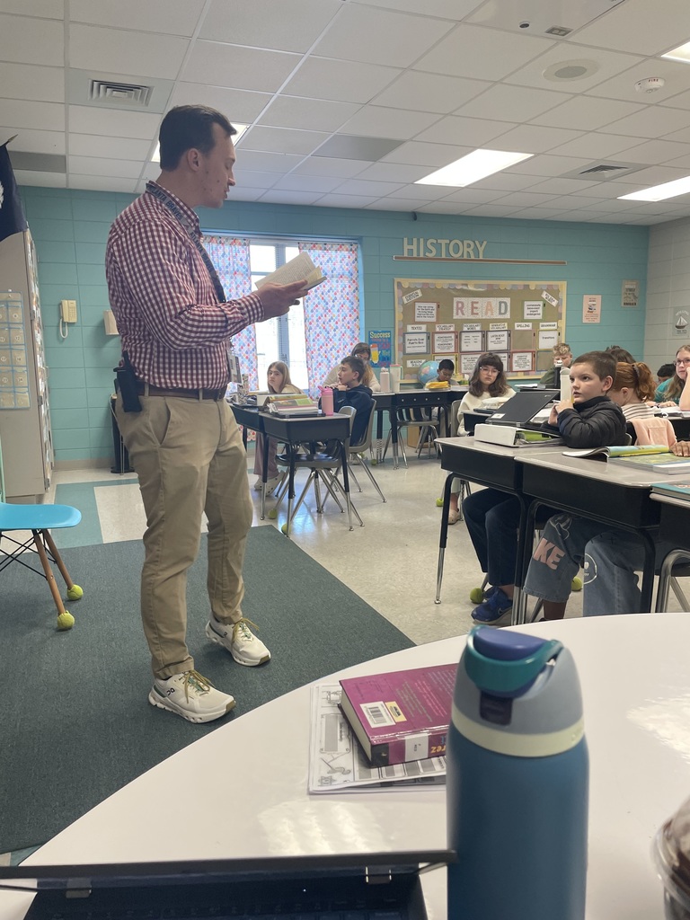 Mrs. Cobb's classes had a special guest reader as they celebrated Read Across America Week on Wednesday. The students loved hearing about one of Mr. Cegelis' favorite chapter books that he read as a 5th grader.