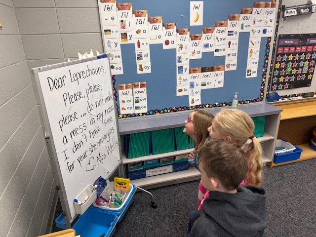 Mrs. Wells’ class made leprechaun traps and rainbows