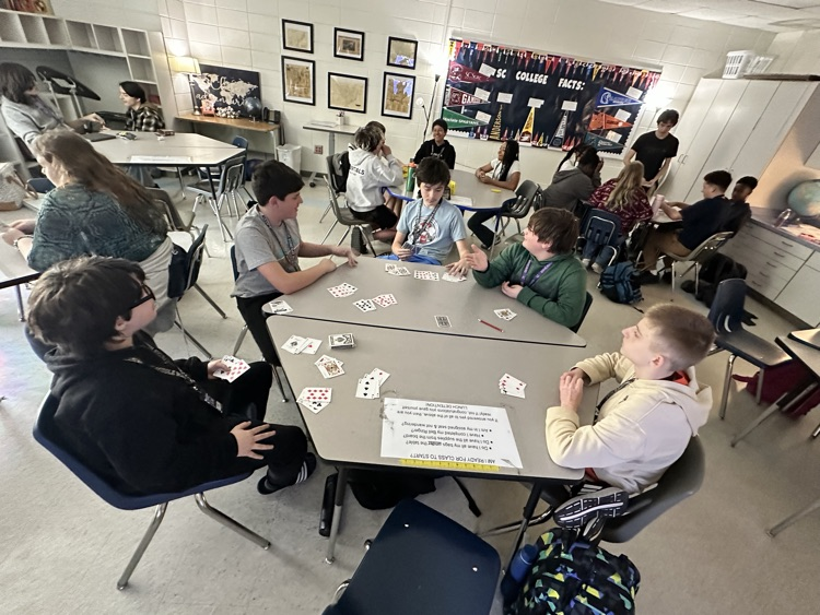 students playing cards