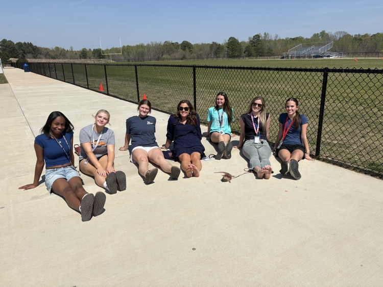 students and teachers outside
