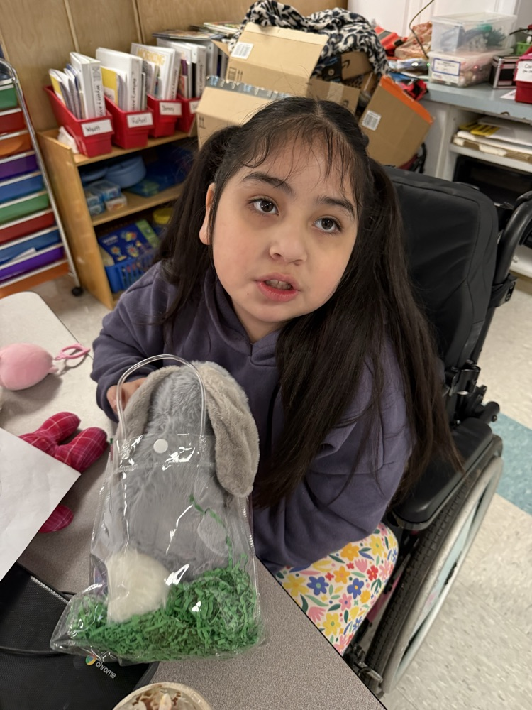 The champion egg hunters in Mrs. Cleveland’s class found all the ones hidden in the courtyard.  They even found some bunnies in their classroom!