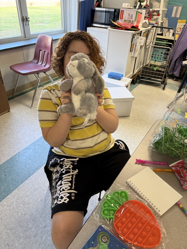 The champion egg hunters in Mrs. Cleveland’s class found all the ones hidden in the courtyard.  They even found some bunnies in their classroom!