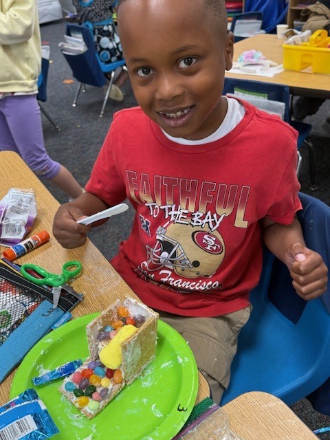Mrs. Wells’s class had some eggs-tra egg-citing learning activities to go along with the book Rechenka’s Eggs by Patricia Polocco. They built and ate the cutest little Peep houses and measured with jellybeans.