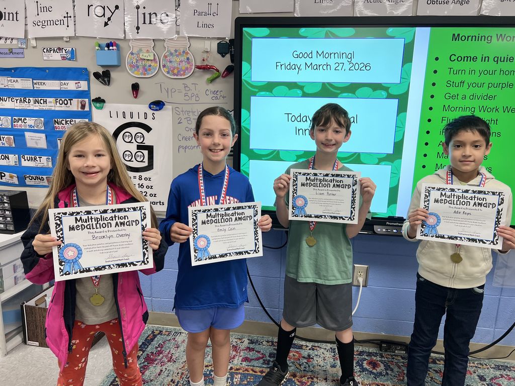 Congratulations to our second round of students to earn their multiplication medallions! 