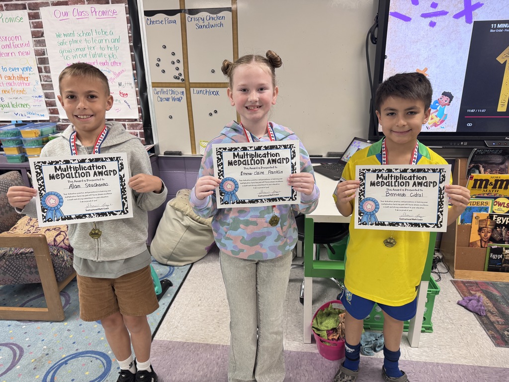 Congratulations to our second round of students to earn their multiplication medallions! 