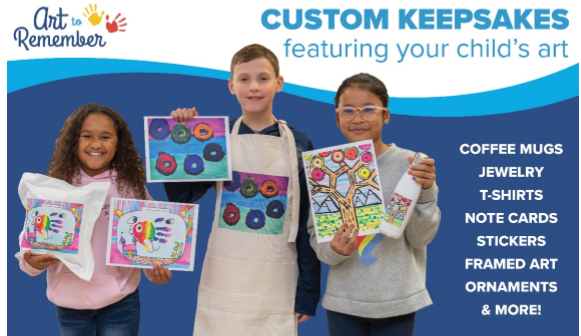 Our school is partnering with Art to Remember for a creative fundraiser featuring keepsake products customized with your child's art.
