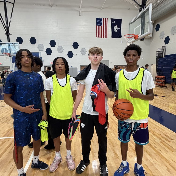 Byrnes players with Abner Creek students 