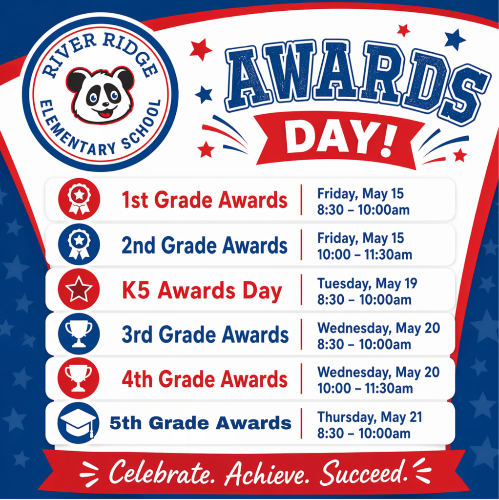 Awards day schedule for May