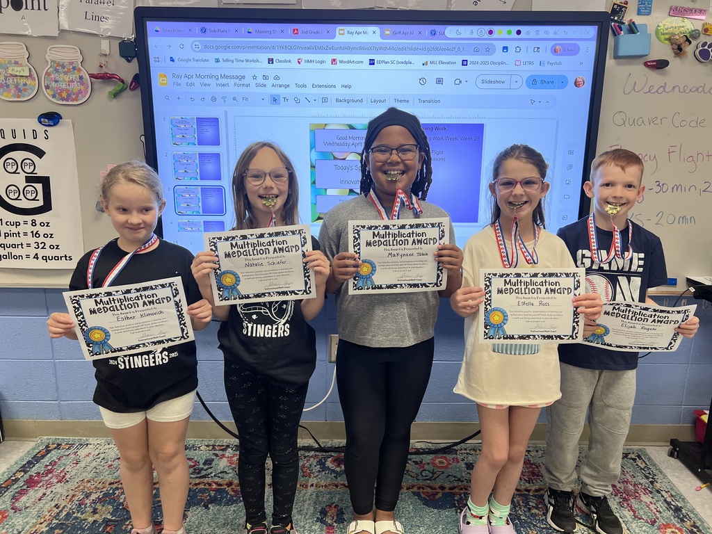 3rd round of students to earn their Multiplication Medallions