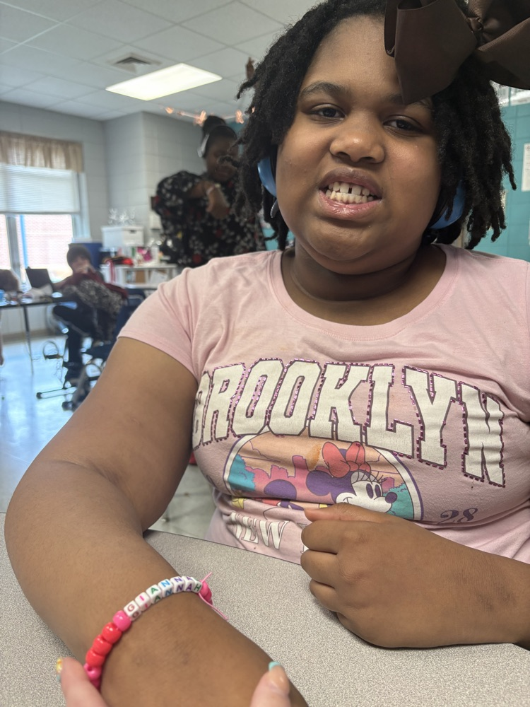 J is for Jewelry Day. The kids made bracelets today.