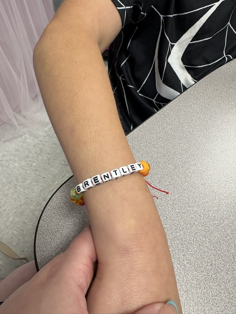 J is for Jewelry Day. The kids made bracelets today.
