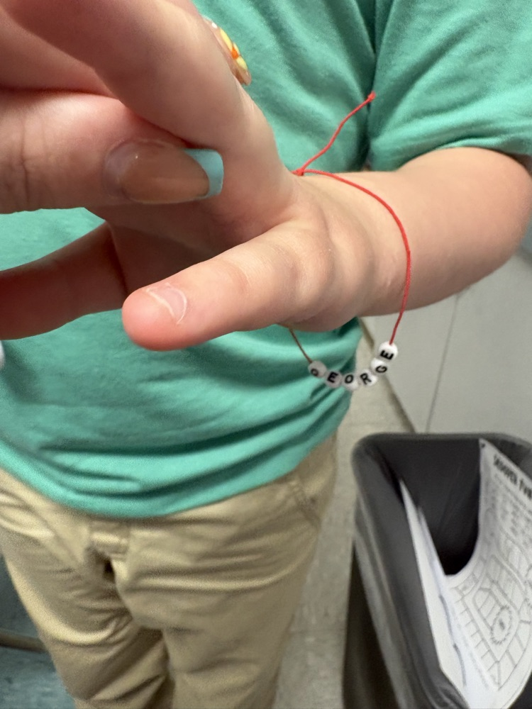 J is for Jewelry Day. The kids made bracelets today.