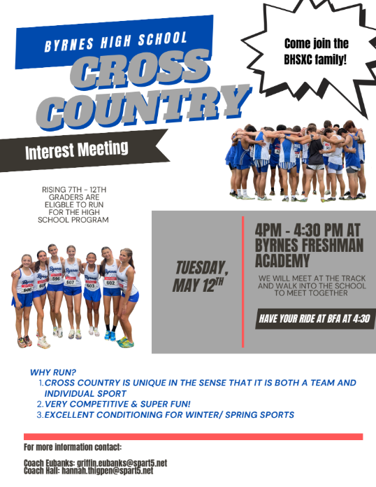 Cross country interest meeting flyer.  Details in post.