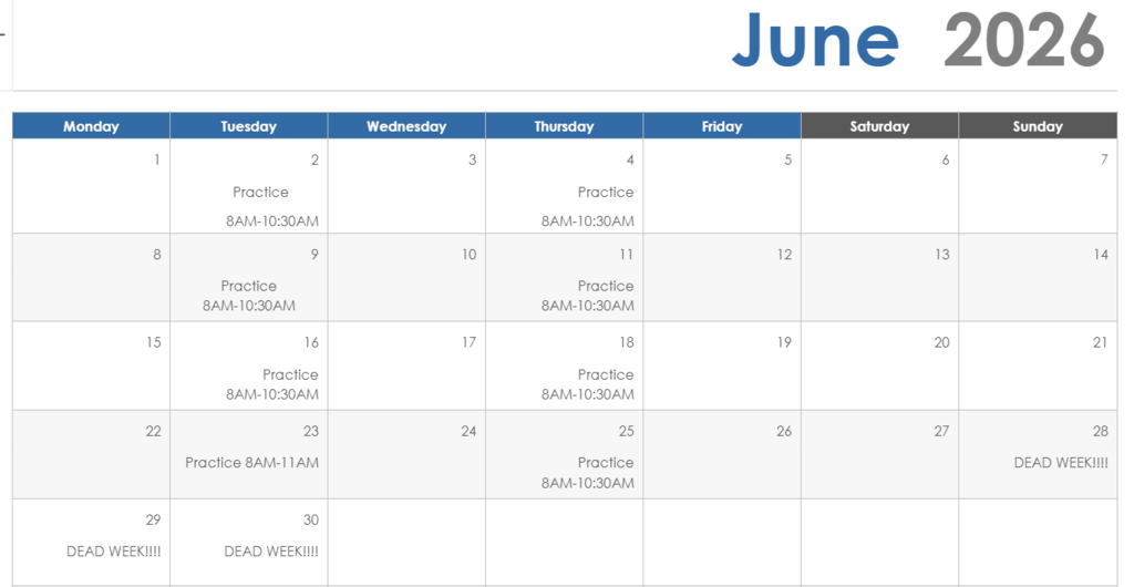 June calendar