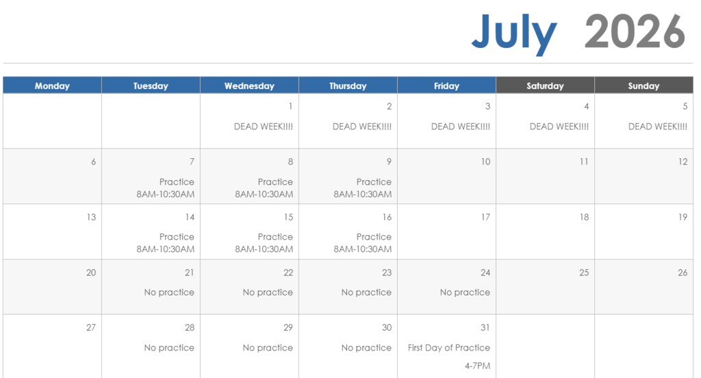 july calendar