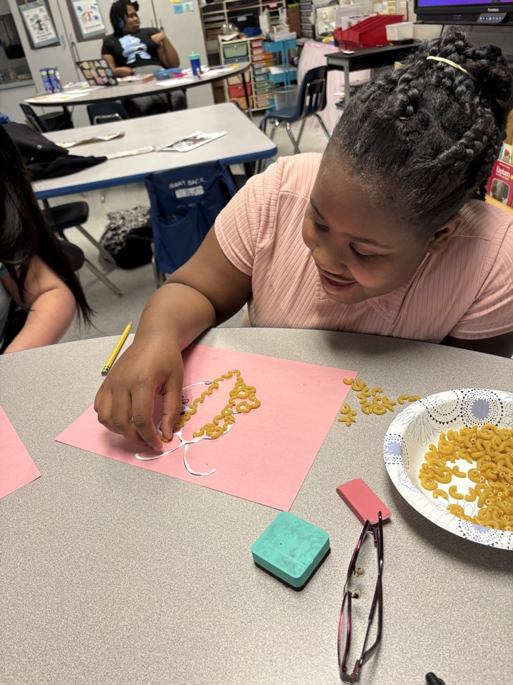As a break after state testing, Mrs. Cleveland’s students celebrated letter N for their ABC Countdown to summer. N is for noodle art day.