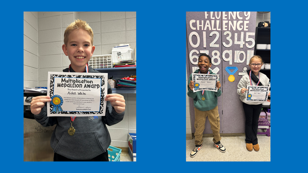  last round of multiplication medallion winning 3rd graders. 