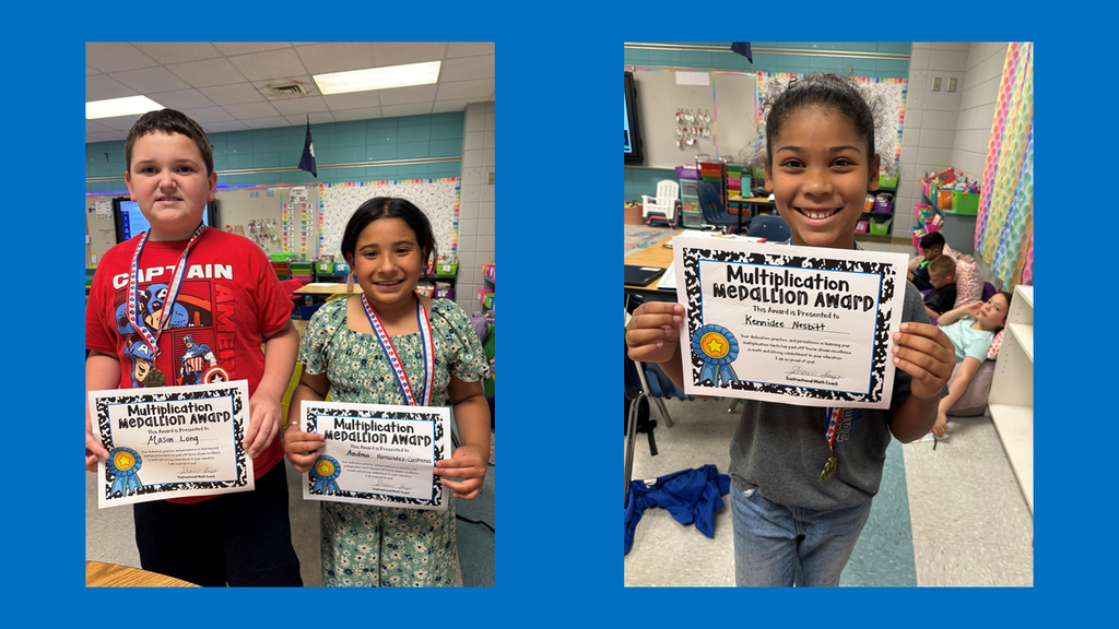  last round of multiplication medallion winning 3rd graders. 
