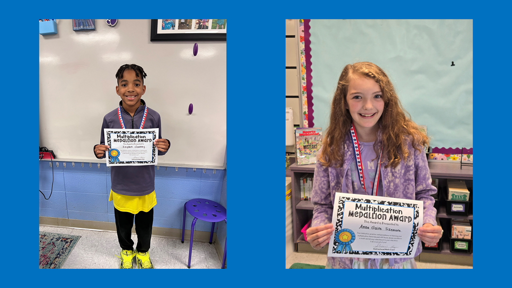  last round of multiplication medallion winning 3rd graders. 