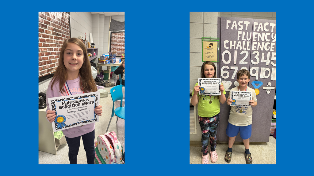  last round of multiplication medallion winning 3rd graders. 