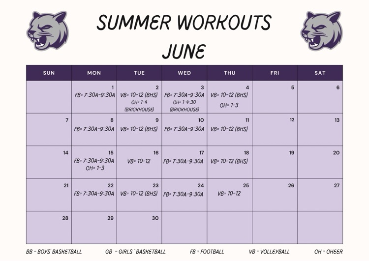 June workouts