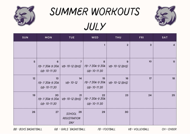 July workouts