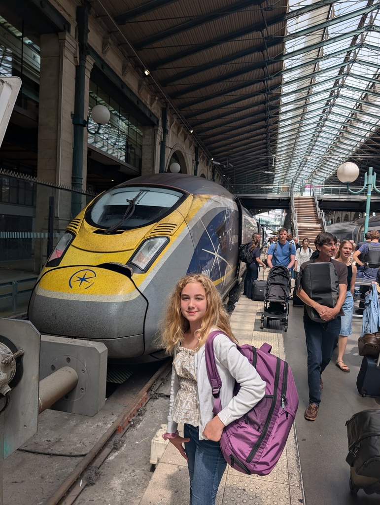Student near fast train 