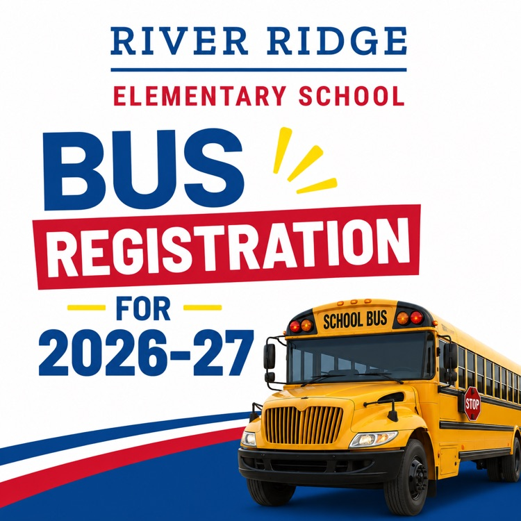 graphic with yellow school bus that says Bus Registration for 2026-27