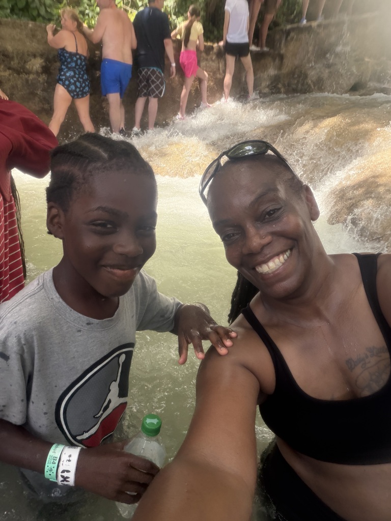 two people smiling