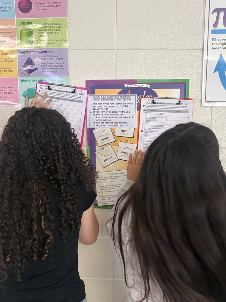 students solving scavenger hunt