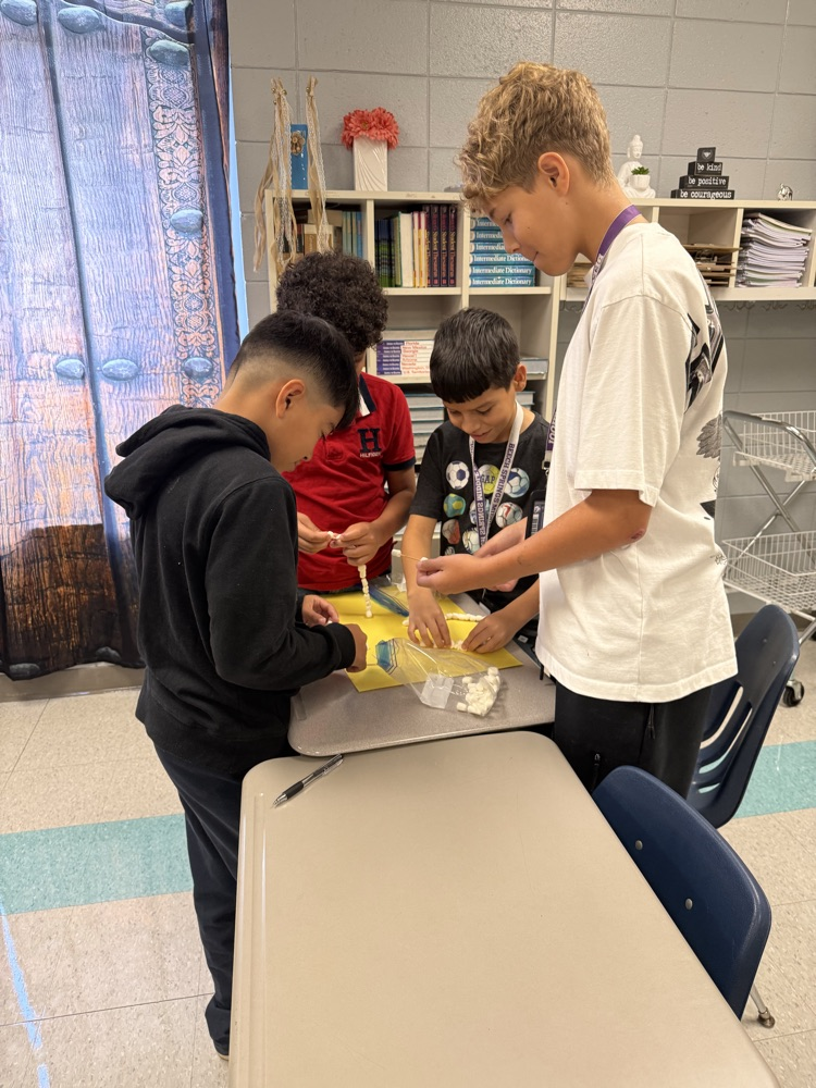 students making a tower