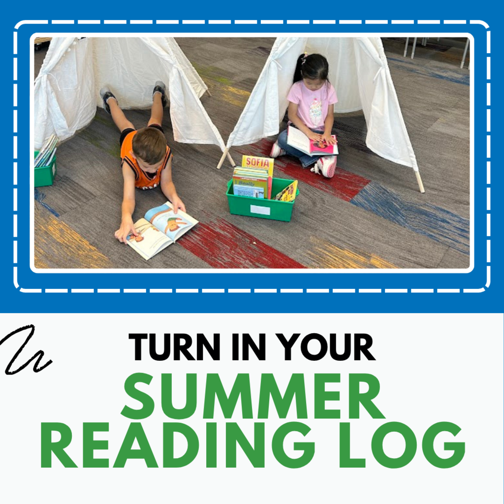 This is a reminder for students that summer reading logs are due on Thursday and can be turned in to Mrs. Smith in the library or their teacher.