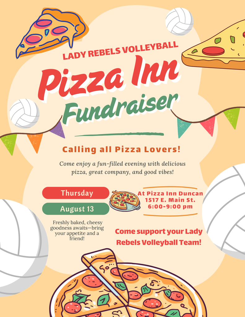 lady rebels pizza in fundraiser duncan pizza inn august 13th 6pm to 9pm