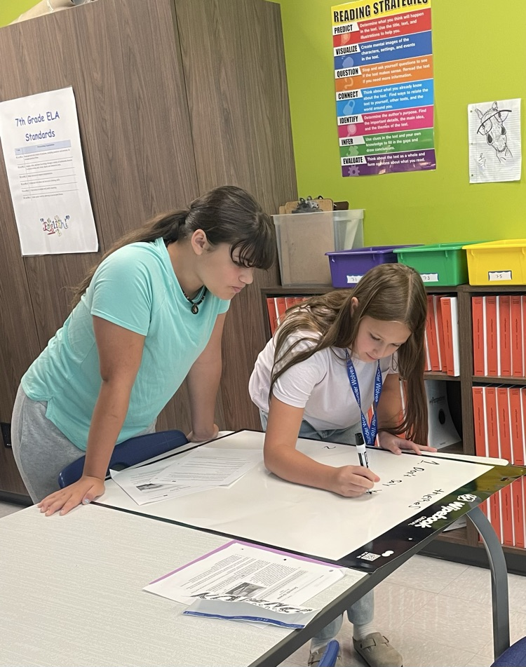 students working in class
