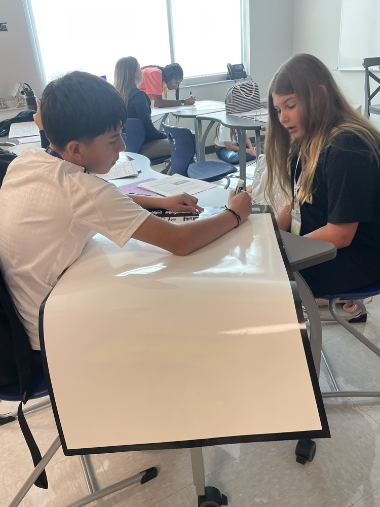 students working in class
