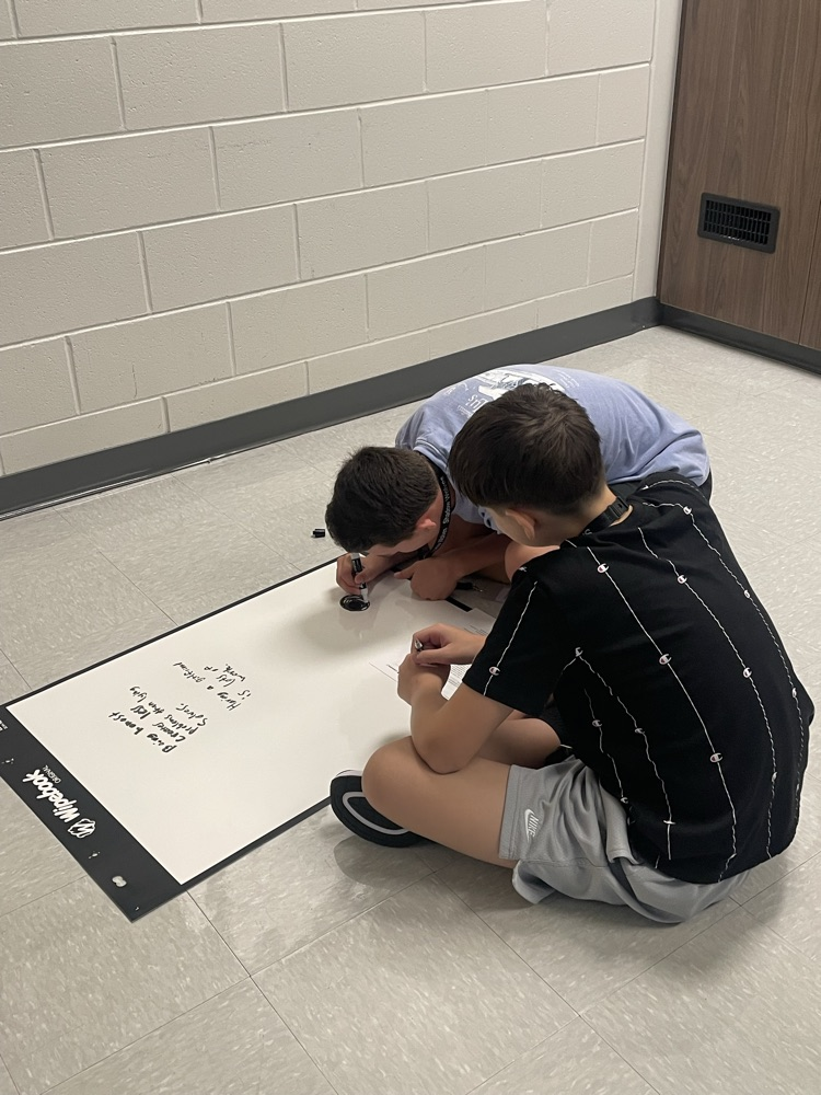 students working in class