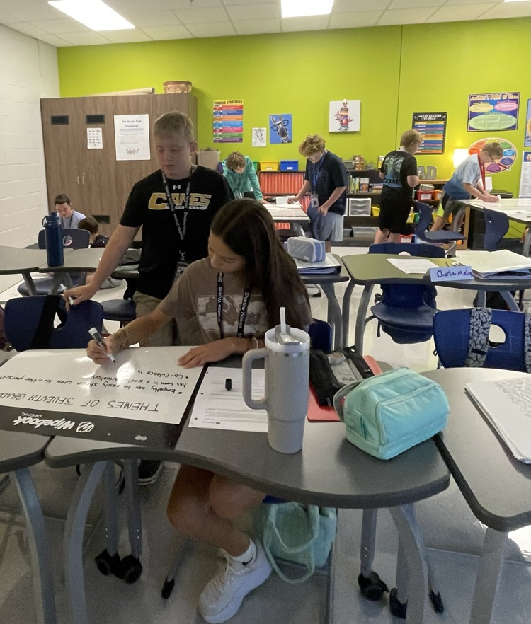 students working in class