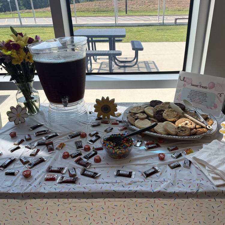 This image is a treat bar set up for our teachers by the climate committee and Wade’s Jr