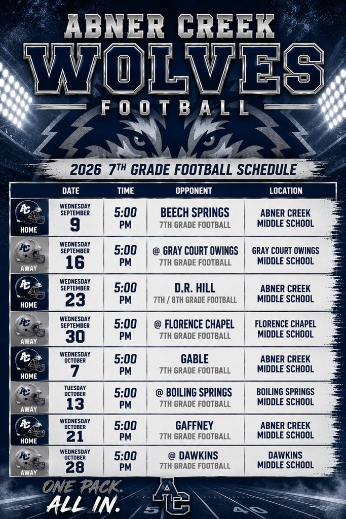 7th grade football schedule