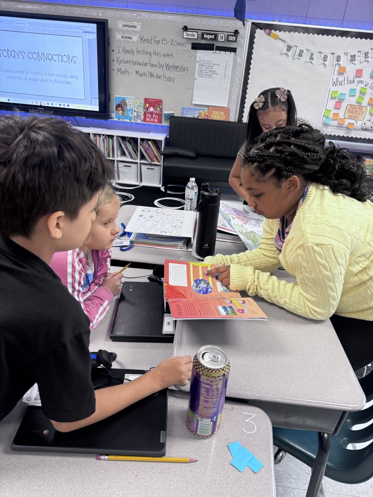 students reading maps