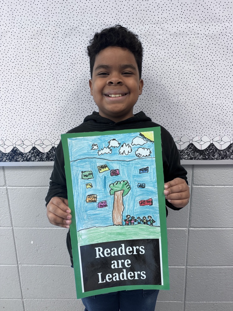 student sharing artwork and quote